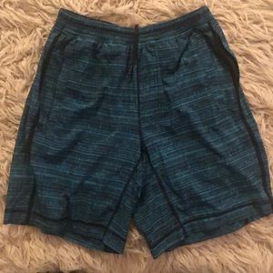 Heathered blue men’s athletic shorts